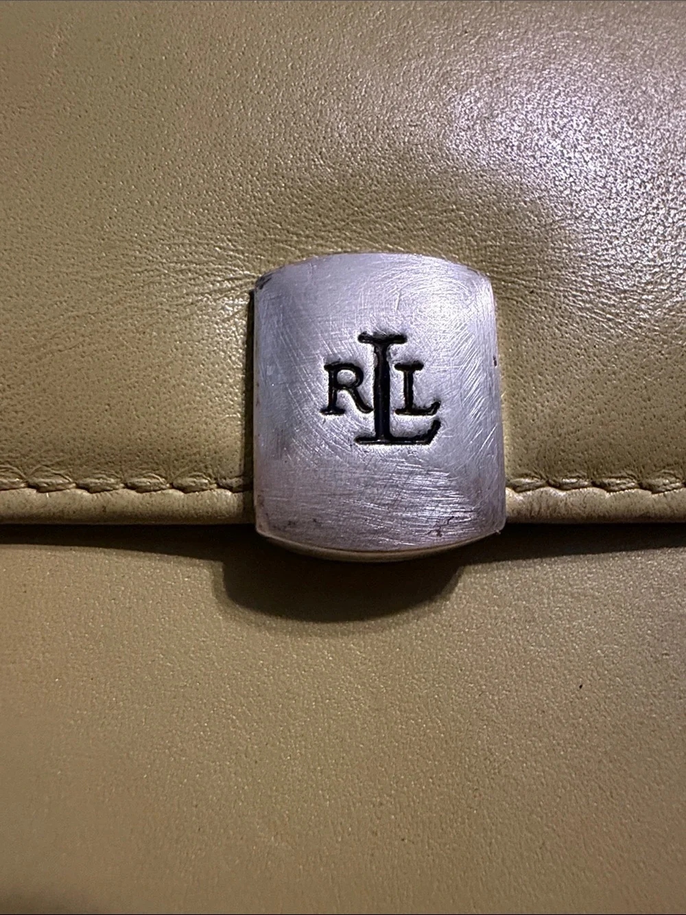 Vintage Lauren by Ralph Lauren Chartreuse Leather Envelope Wallet